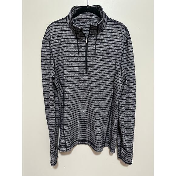 Lululemon Other - Lululemon Gray Black Striped Performance L/S Mens 1/2 Zip Pullover Size ? medium